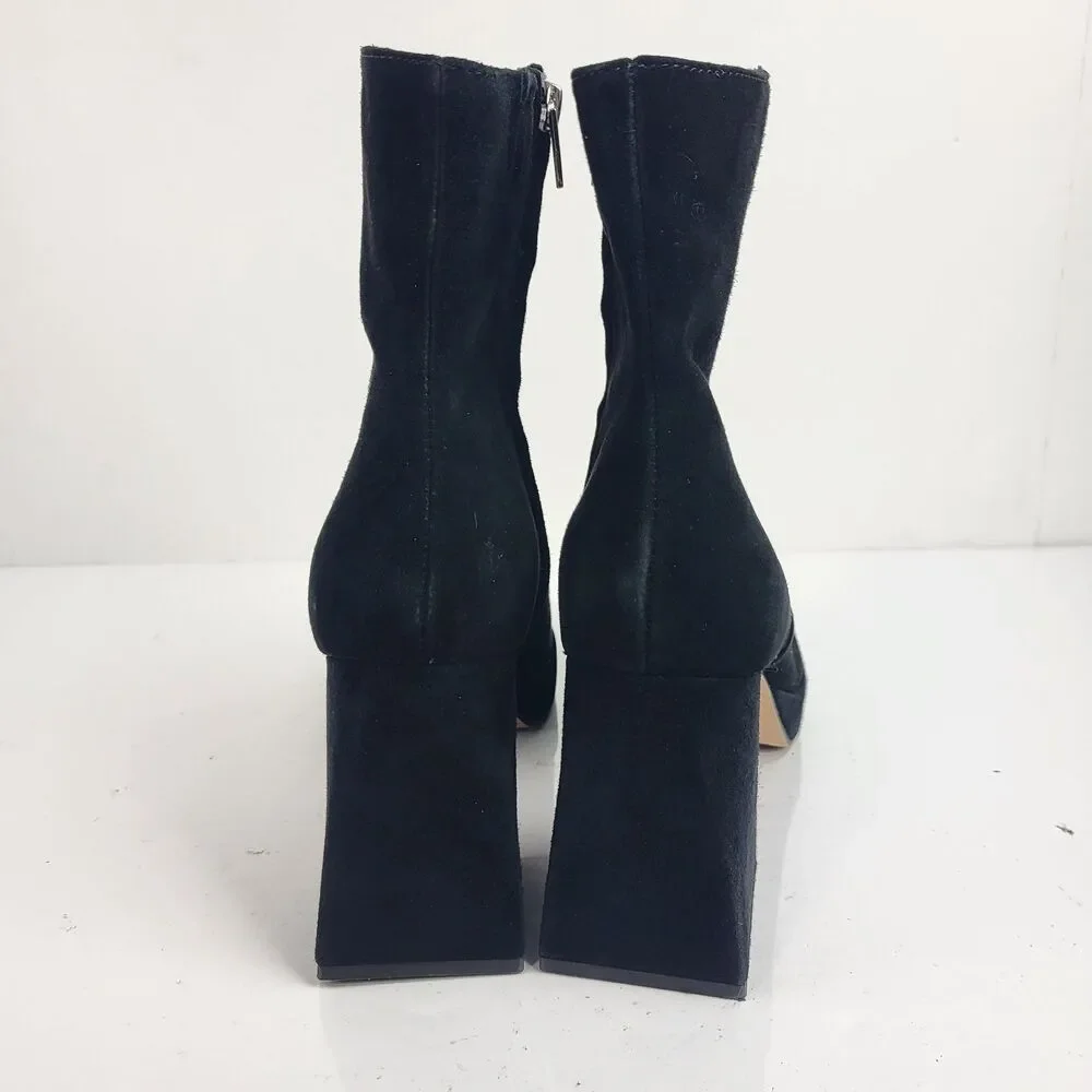 Dolce Vita Ankle Boots Womens Ulyses Black Suede Block Heel Zip Size 10